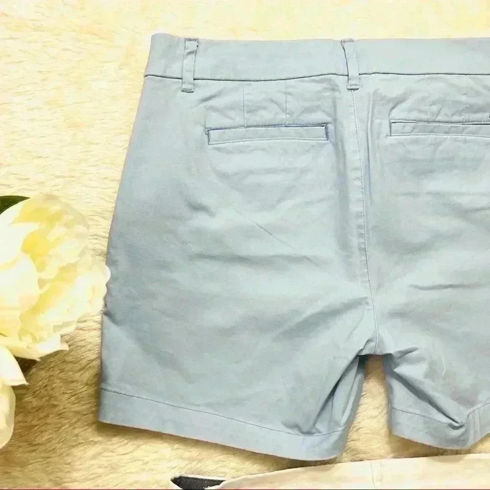 2 Pair of Tommy Hilfiger‎ White & Blue Chino Flat Front Shorts Size 6 & 8